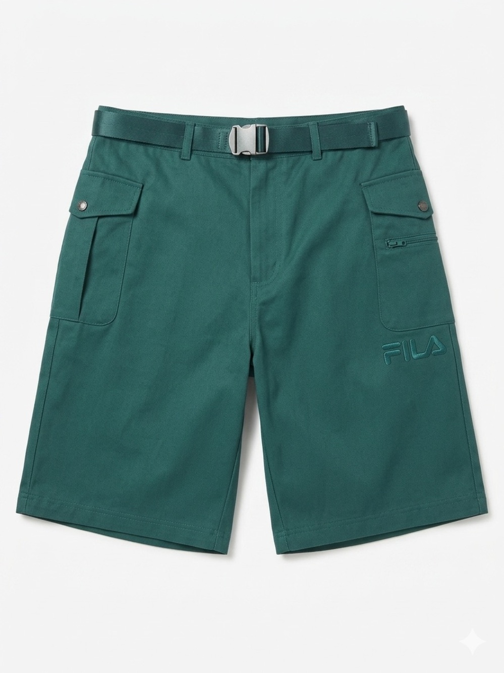 FILA Men's Deep Teal Cargo Shorts with Built-In Belt